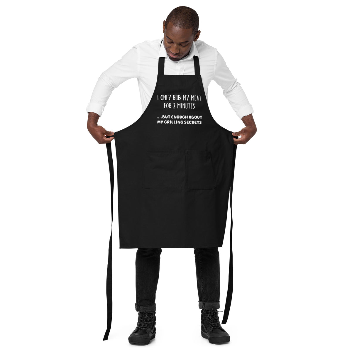 Never Trust A Skinny Chef Black Funny Kitchen Apron, Novelty Barbecue Aprons