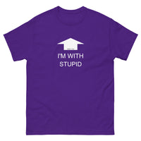 I'm with stupid (White Print) T-Shirt